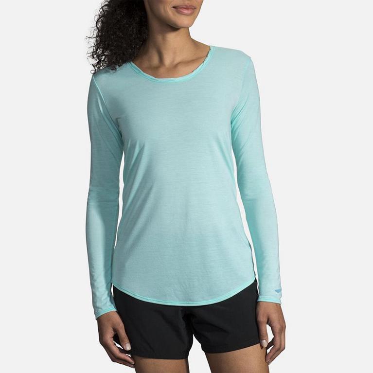 Brooks Distance Long Sleeve Running Shirt - Women's - Blue (64392-EOAS)